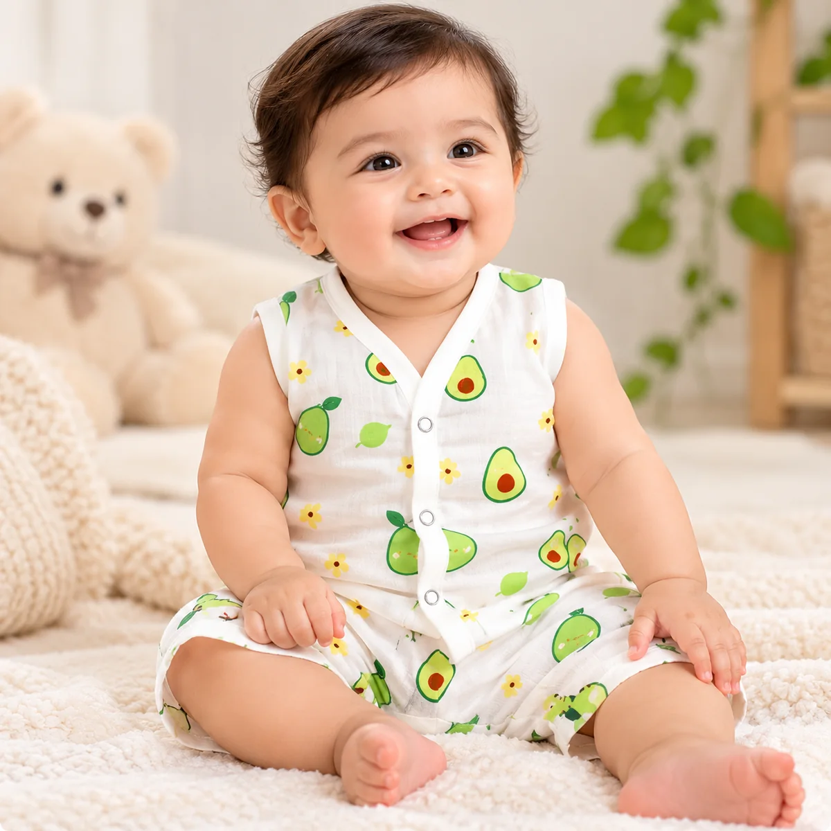 Baby wearing a printed co-ord set