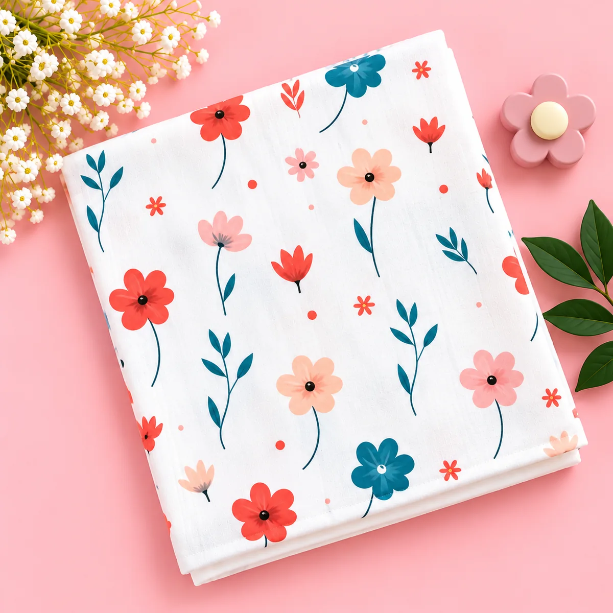 Printed muslin swaddle