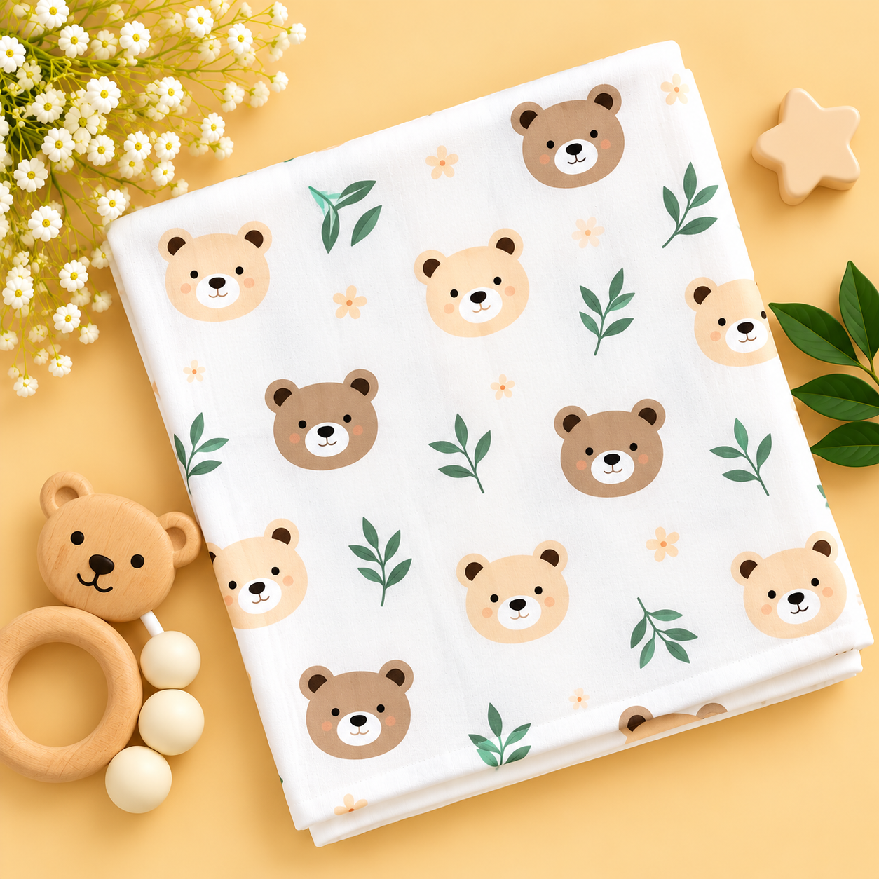 Printed muslin swaddle